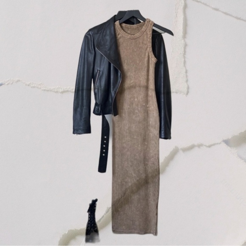 Light brown body con tank dress - Picture 2 of 3